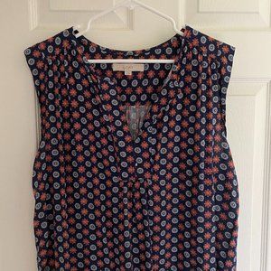 LOFT Navy Floral Top